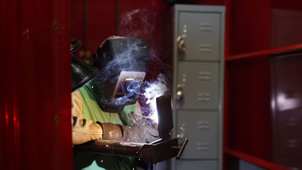 metal worker welding in the school