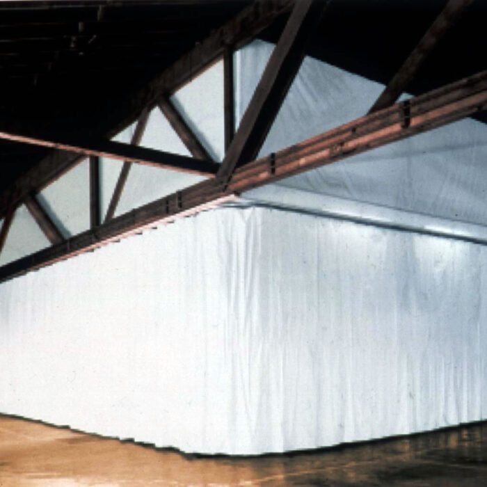 White industrial curtain in the warehouse